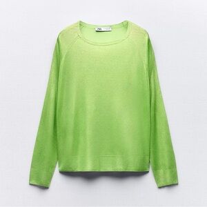 ZARA-NWT- FOIL FINE KNIT SWEATER INTENSE green